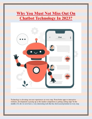 Why You Must Not Miss Out On Chatbot Technology In 2023