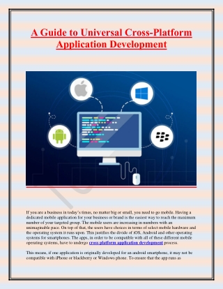 A Guide to Universal Cross-Platform Application Development