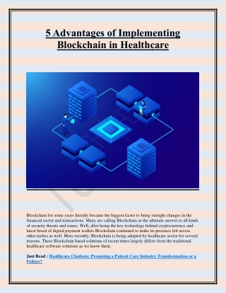 5 Advantages of Implementing Blockchain in Healthcare