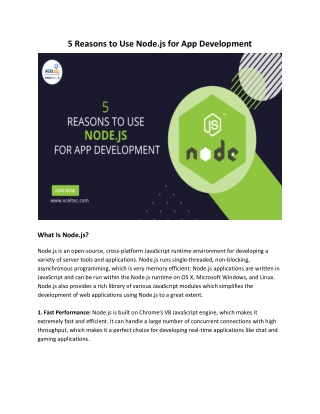 5 Reasons to Use Node.js for App Development