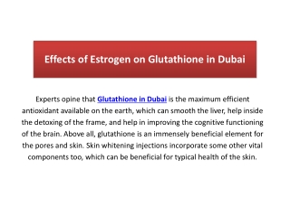 Effects of Estrogen on Glutathione in Dubai