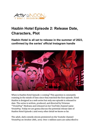 Hazbin Hotel Episode 2: Release Date, Characters, Plot