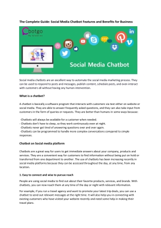 The Complete Guide Social Media Chatbot Features and Benefits for Business