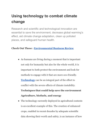 Using technology to combat climate change