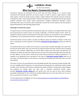 Why You Need a Commercial Laundry