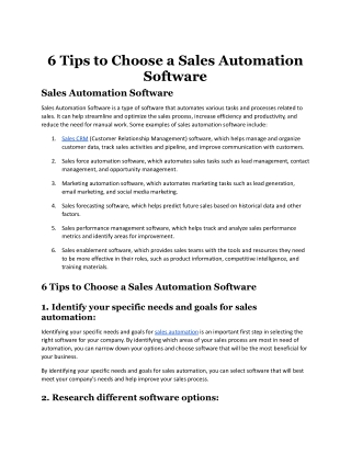 6 Tips to Choose a Sales Automation Software.