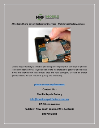 Affordable Phone Screen Replacement Services | Mobilerepairfactory.com.au
