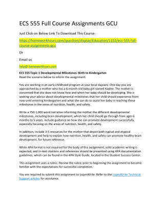 ECS 555 Full Course Assignments GCU