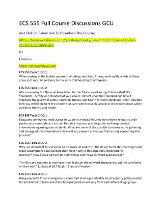 ECS 555 Full Course Discussions GCU
