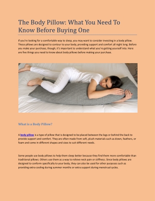 The Body Pillow: What You Need To Know Before Buying One