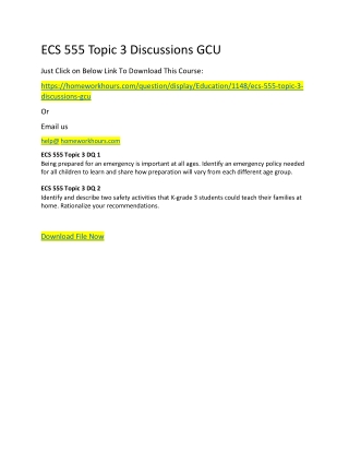 ECS 555 Topic 3 Discussions GCU