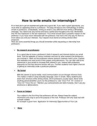 How to write emails for internships