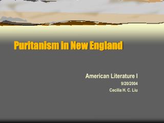 Puritanism in New England