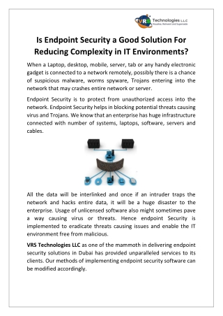 Is Endpoint Security a Good Solution For Reducing Complexity in IT Environments