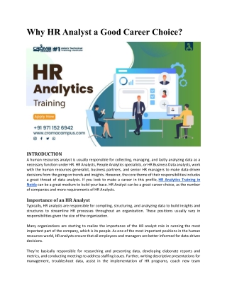 Why HR Analyst a Good Career Choice?