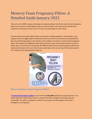 Memory Foam Pregnancy Pillow: A Detailed Guide January 2023
