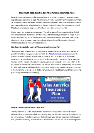 How much does it cost to buy Atlas America Insurance Plan?