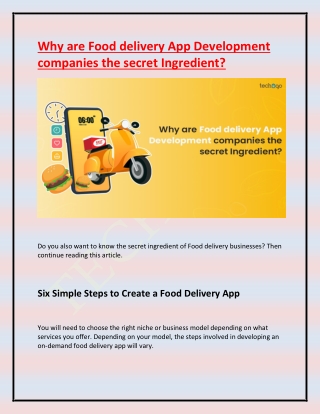 Why are Food delivery App Development companies the secret Ingredient