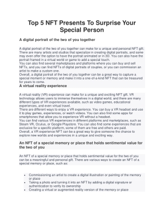 Top 5 NFT Presents To Surprise Your Special Person