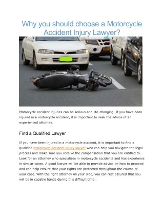 Motorcycle accident injury lawyers