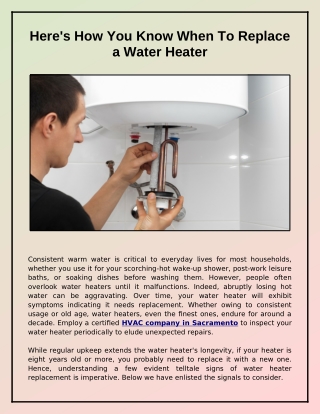Here is How You Know When To Replace a Water Heater