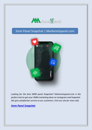 Smm Panel Snapchat | Markenetspanel.com