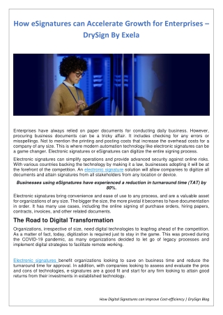 How eSignatures can Accelerate Growth for Enterprises – DrySign