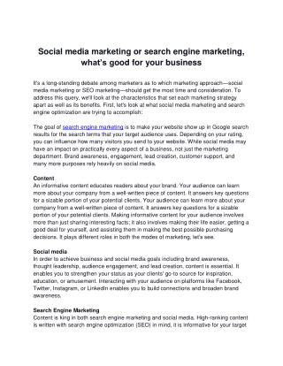 Social media marketing or search engine marketing, what’s good for your business