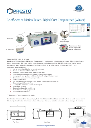 Coefficient of Friction Tester Manufacturer in India