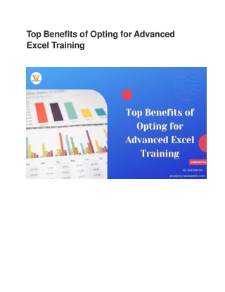 Top Benefits of Opting for Advanced Excel Training at Academy Tax4wealth