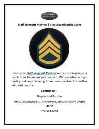 Staff Sergeant Marines | Plaquesandpatches.com