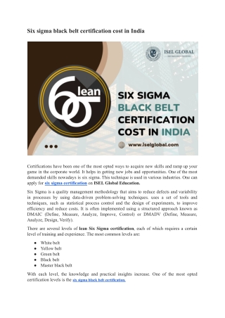 Six sigma black belt certification cost in India.docx