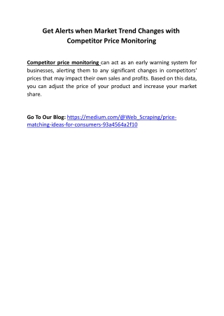 Get Alerts when Market Trend Changes with Competitor Price Monitoring