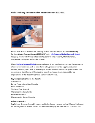 Global Podiatry Services Market Research Report 2022-2032
