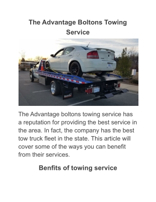 The Advantage Boltons Towing Service