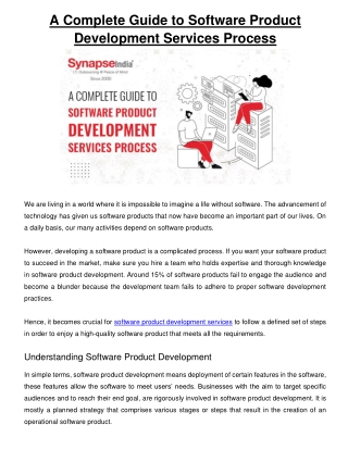 A Complete Guide To Software Product Development Services Process - PDF
