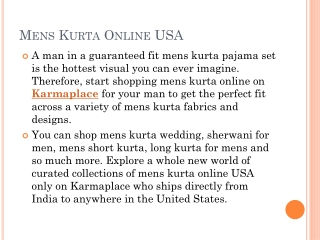 Mens Kurta Online USA