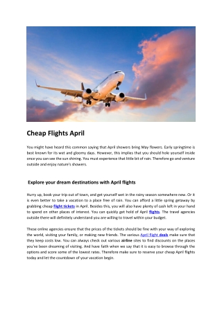 Cheap Flights In April