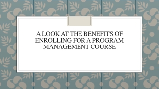 A Look At The Benefits Of Enrolling For A Program Management Course