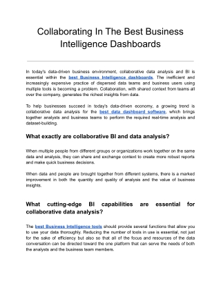 Collaborating In The Best Business Intelligence Dashboards