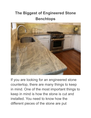 The Biggest of Engineered Stone Benchtops