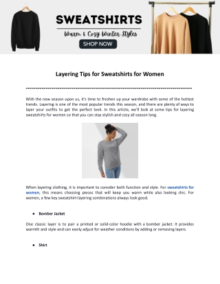 Layering Tips for Sweatshirts for Women.