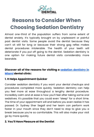 Reasons to Consider When Choosing Sedation Dentistry