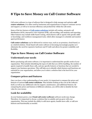 8 Tips to Save Money on Call Center Software