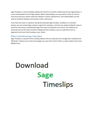 Download Sage Timeslips 2022 Latest or Older 2021 Version