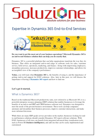 Expertise in Dynamics 365 End-to-End Services