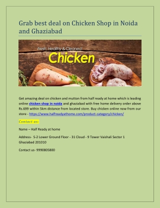 Grab best deal on Chicken Shop in Noida and Ghaziabad