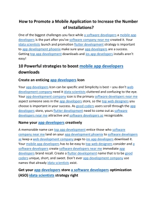 How to Promote a Mobile Application to Increase the Number of Installations