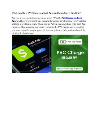 What exactly is PVC Charge on Cash App, and how does it function?