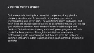 Corporate Training Strategy